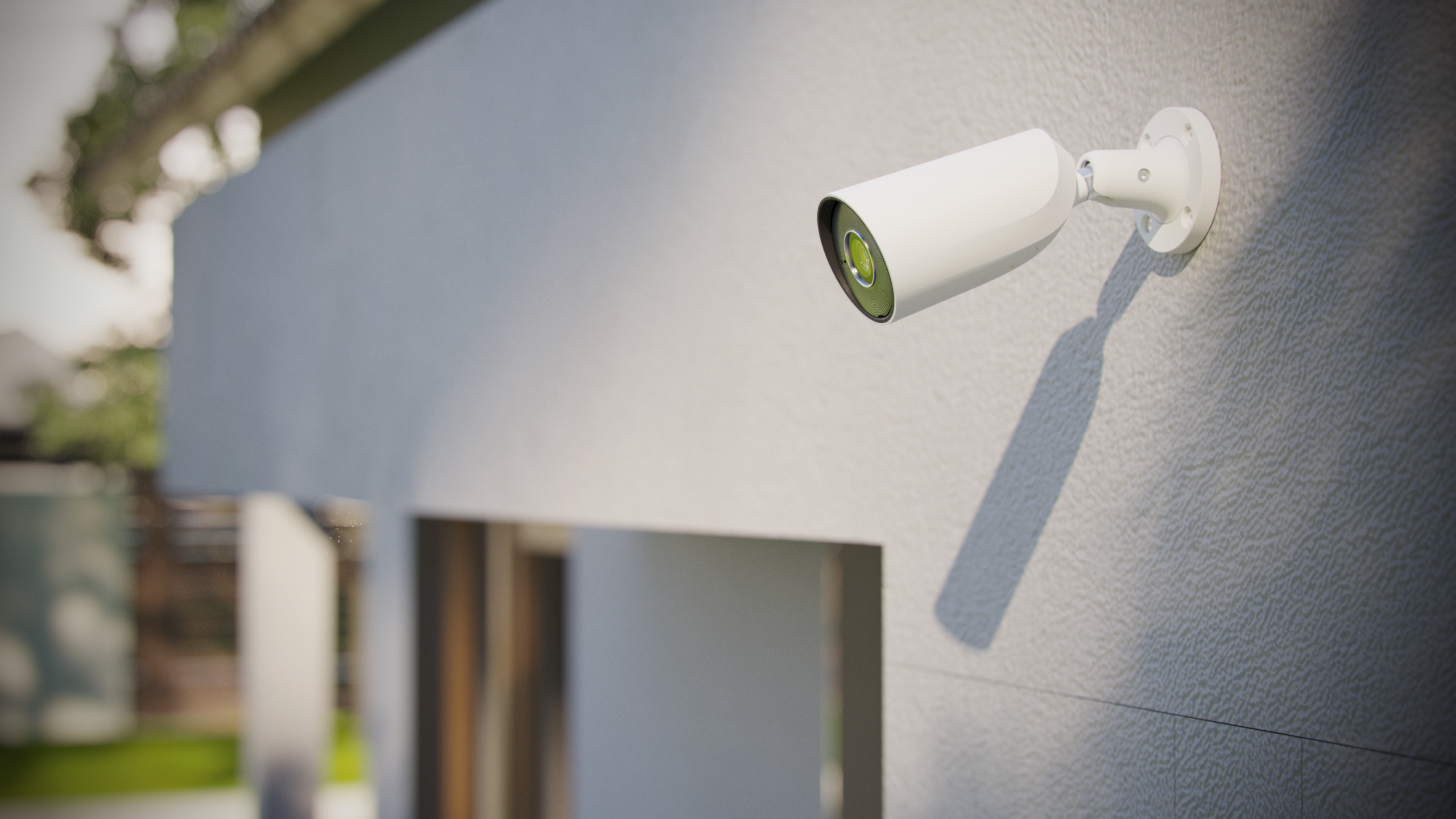 Caméra BulletCam AJAX en façade de maison — vidéoprotection extérieure IP66